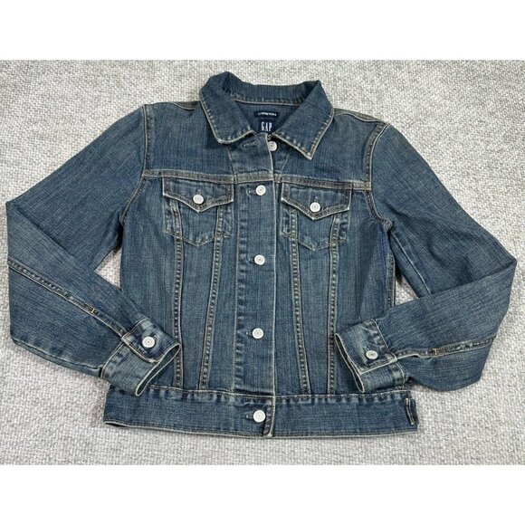 Vintage Gap Denim Jacket Womens Small Blue Jean‎ Stretch Y2K Fitted - Picture 1 of 8